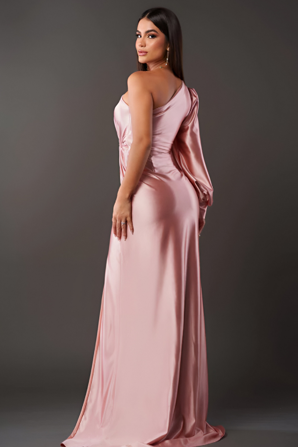 Solenzia – Draped sleeve – One-shoulder maxi dress-15167803556224-Santi Vento Atelier