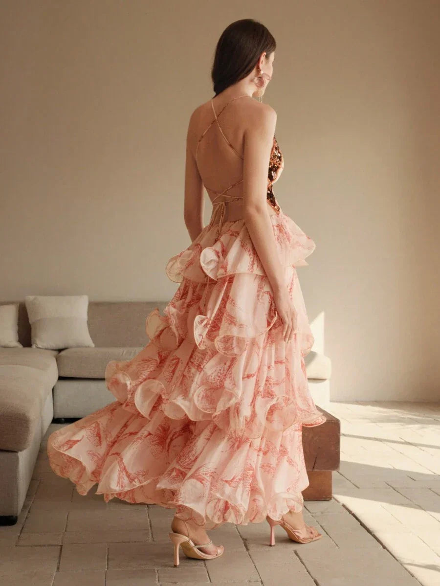 Anika – Tiered ruffle print – Maxi dress-15168580452736-Santi Vento Atelier