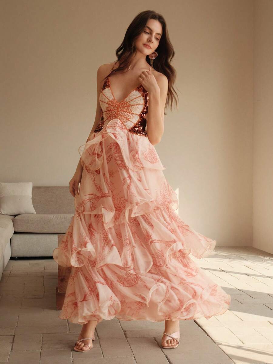 Anika – Tiered ruffle print – Maxi dress-15168580452736-Santi Vento Atelier