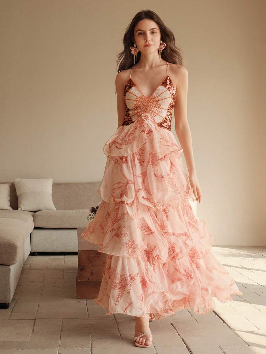 Anika – Tiered ruffle print – Maxi dress-15168580452736-Santi Vento Atelier