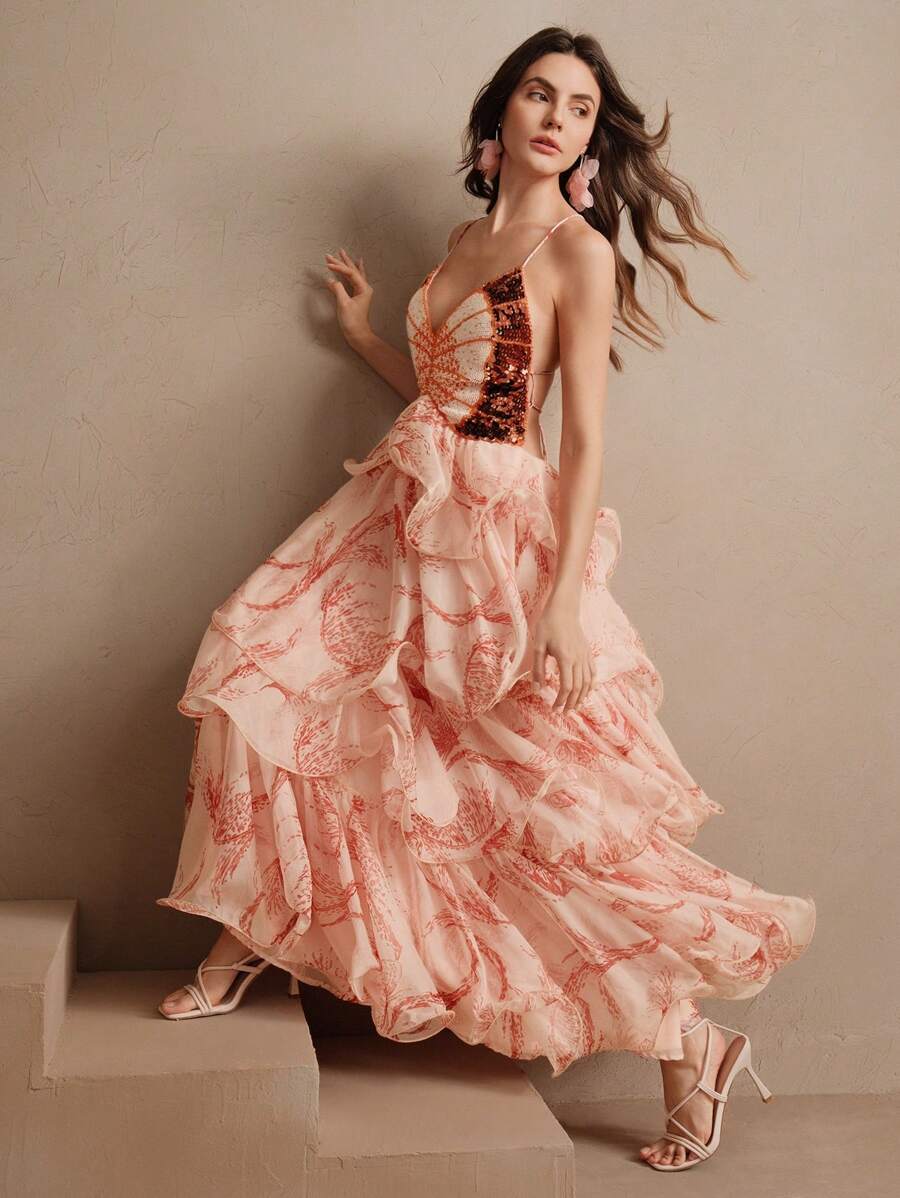 Anika – Tiered ruffle print – Maxi dress-15168580452736-Santi Vento Atelier