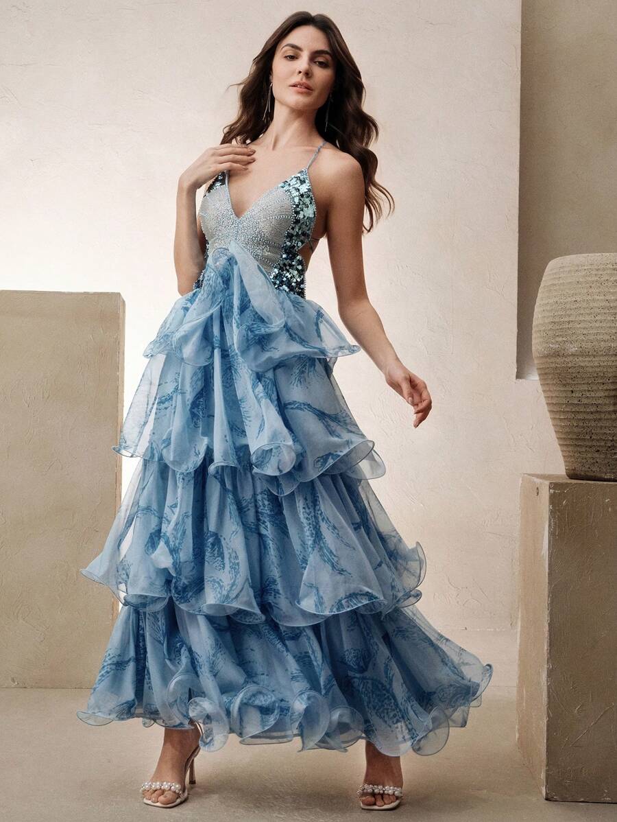 Anika – Tiered ruffle print – Maxi dress-15168580452736-Santi Vento Atelier