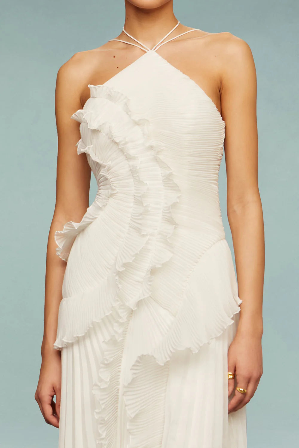 Lavirea – Sculpted pleats – One-shoulder midi dress