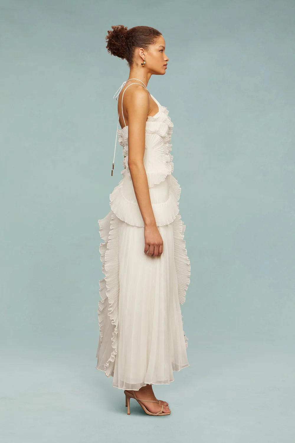 Lavirea – Sculpted pleats – One-shoulder midi dress