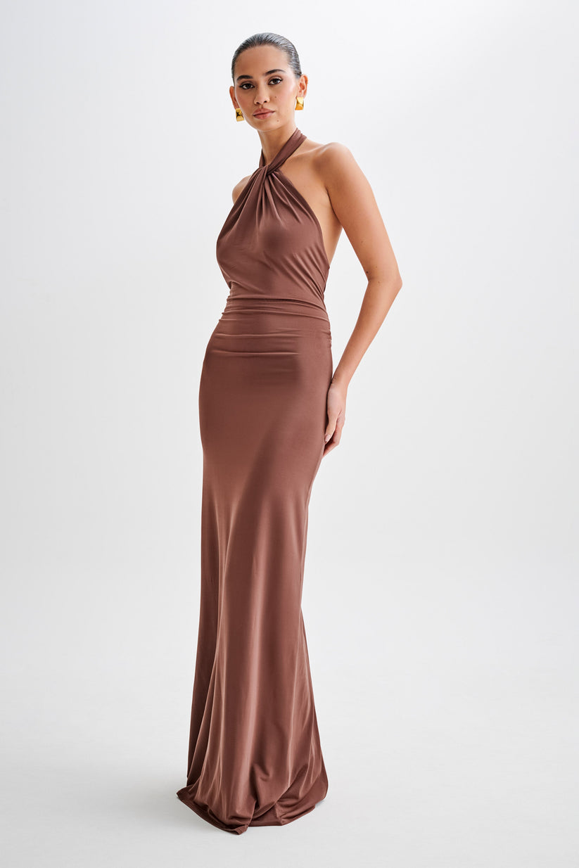 Alveria – Ruched halterneck – Maxi dress