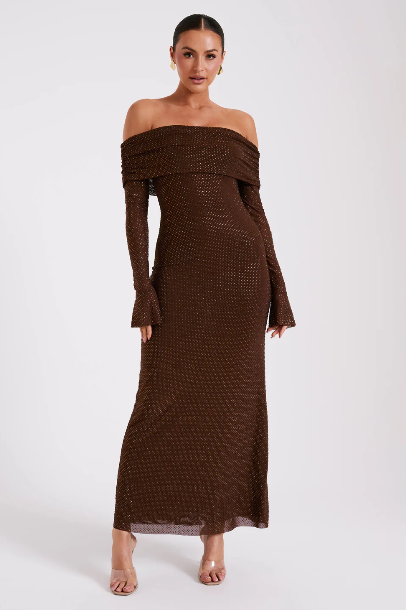 Aurelyse – Off shoulder shimmer – Knit evening dress-15151288484224-Santi Vento Atelier