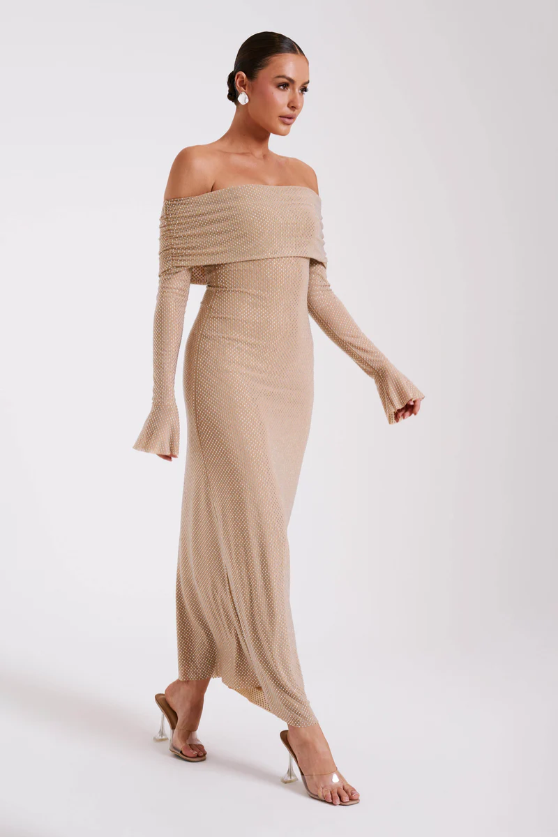 Aurelyse – Off shoulder shimmer – Knit evening dress-15151288484224-Santi Vento Atelier