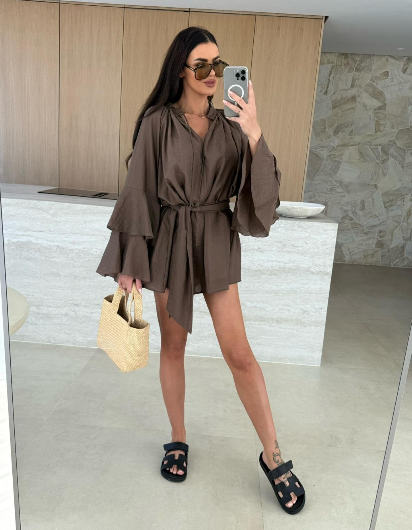 Avianor – Flared sleeve – Tie-waist playsuit