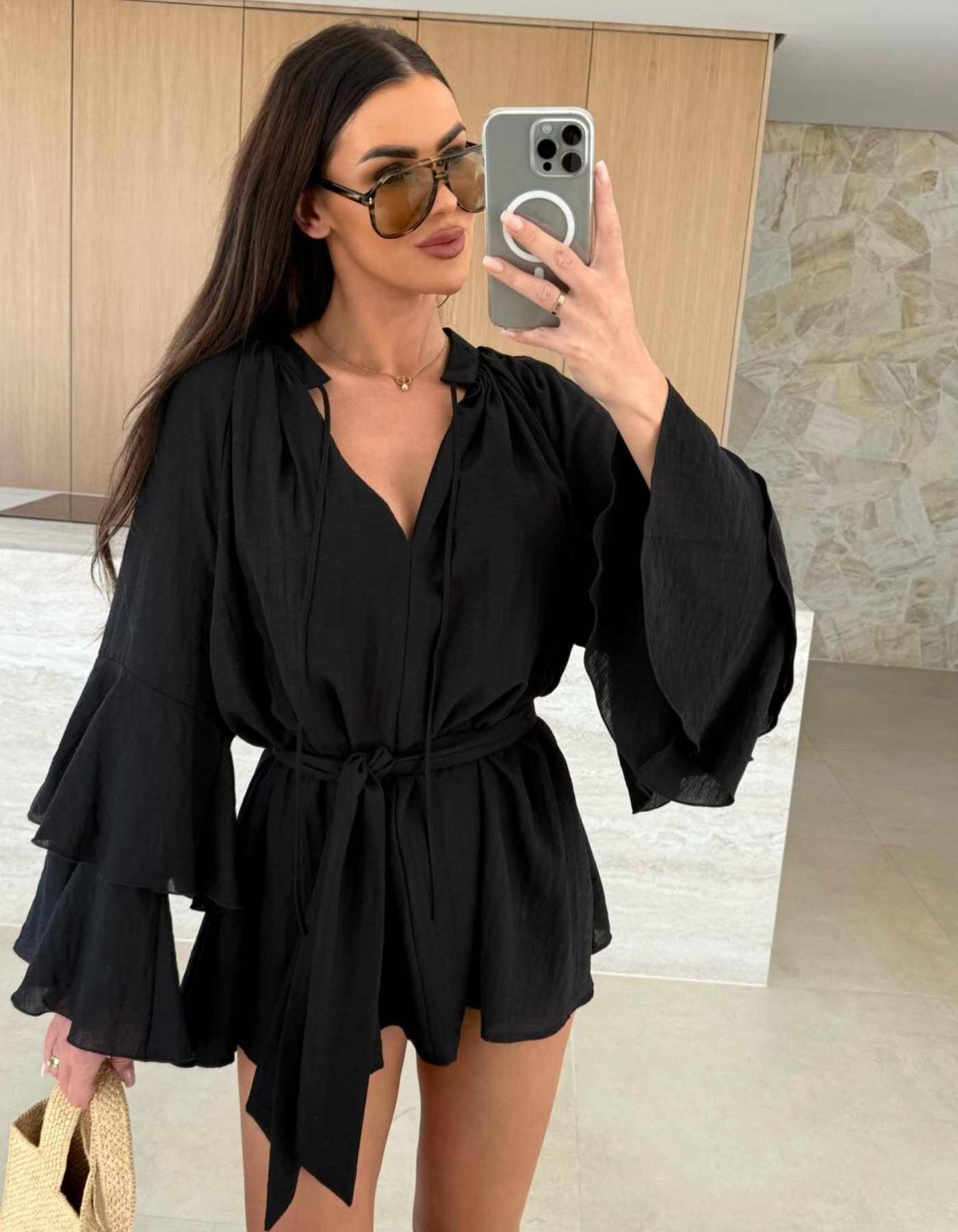Avianor – Flared sleeve – Tie-waist playsuit