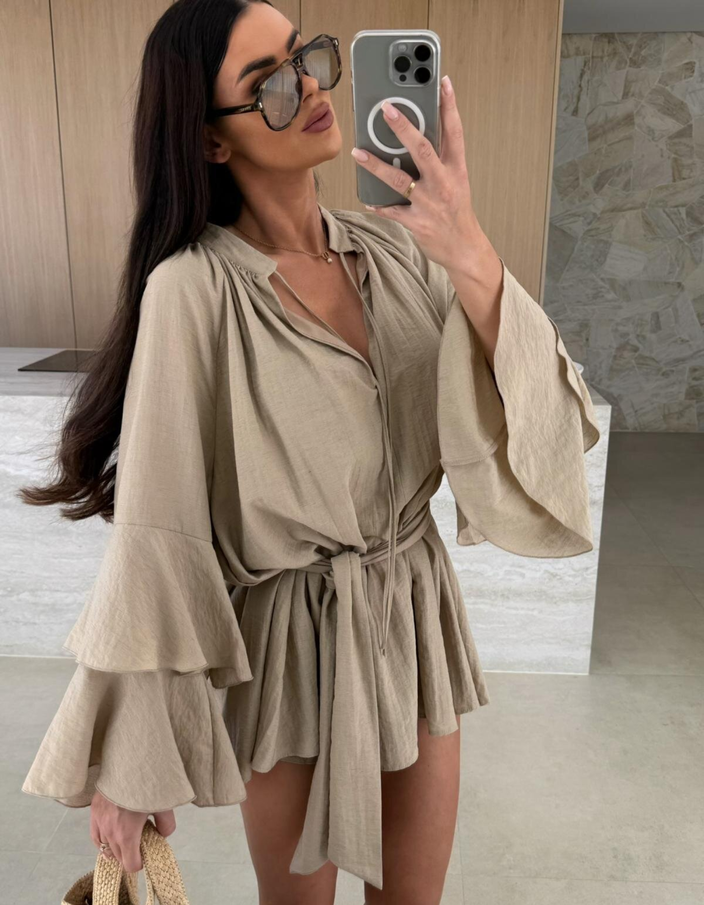 Avianor – Flared sleeve – Tie-waist playsuit