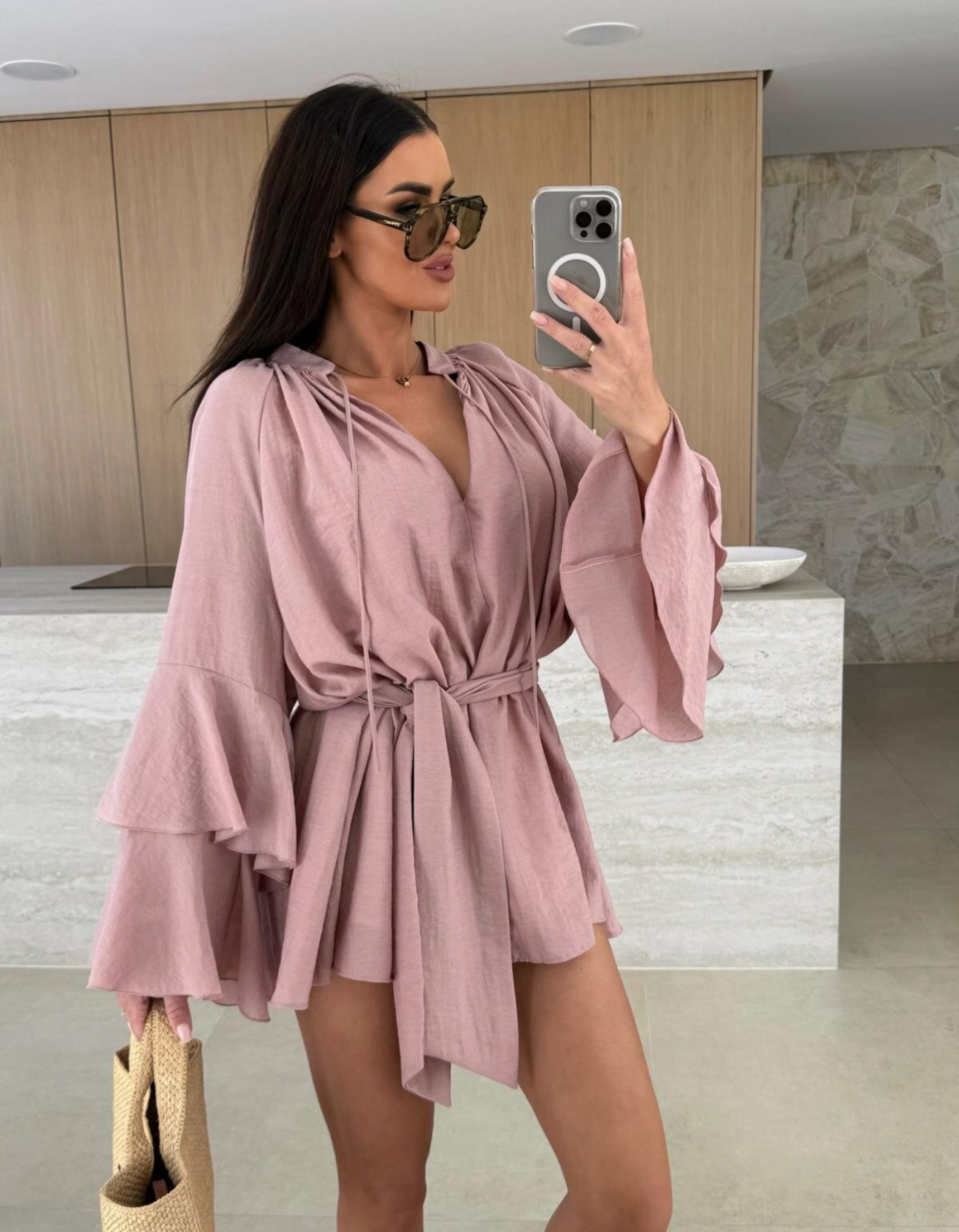 Avianor – Flared sleeve – Tie-waist playsuit