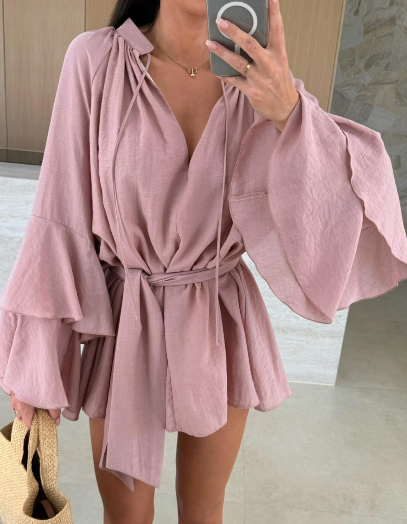 Avianor – Flared sleeve – Tie-waist playsuit