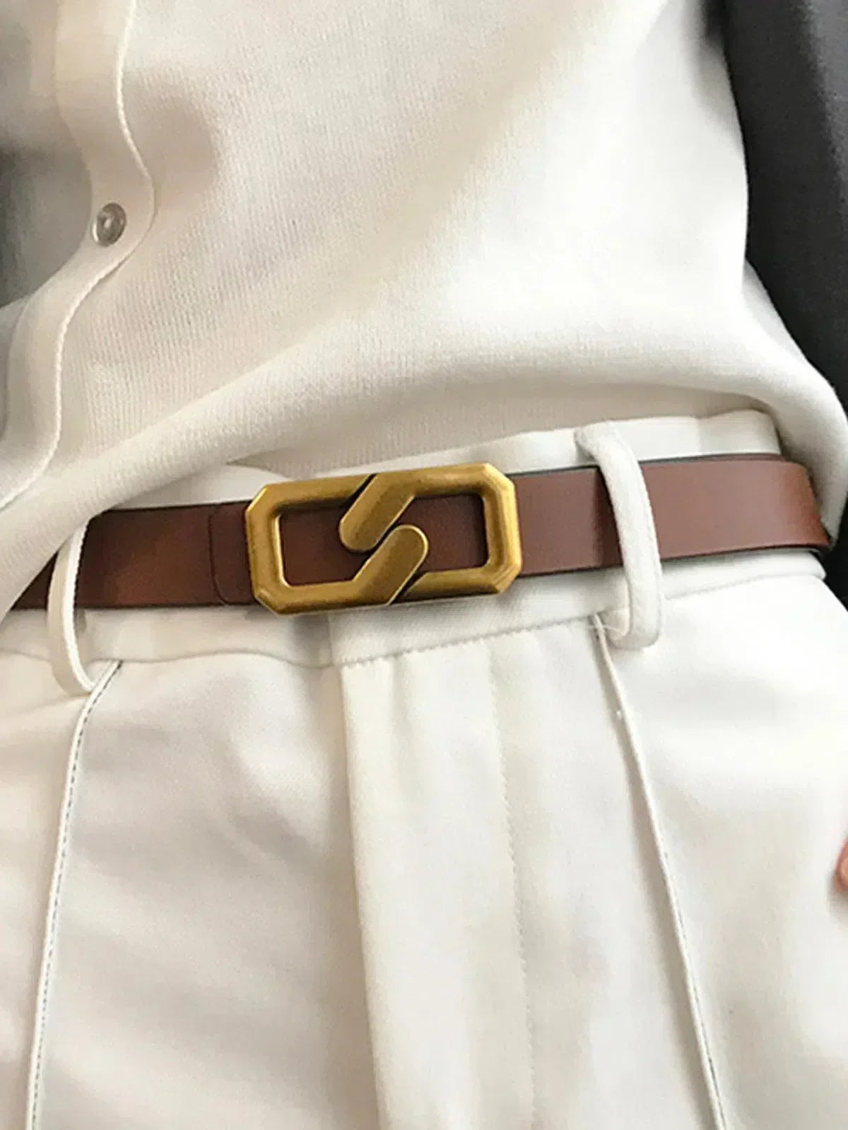 Benique – Polished metallic buckle – Belt-15137955774848-Santi Vento Atelier