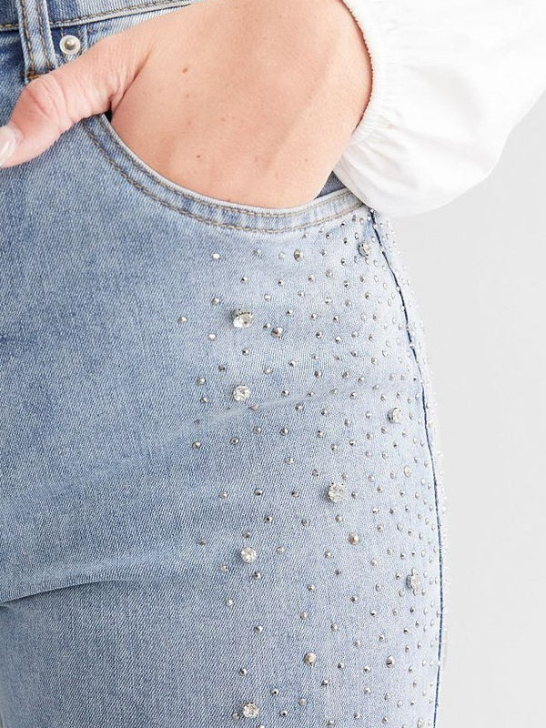 Brigida – Rhinestone embellished – Boot cut flared jeans-15140934779264-Santi Vento Atelier
