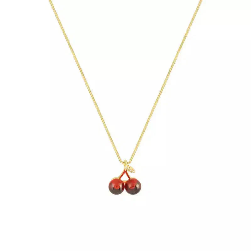 Clarisse – Gold-plated – Cherry charm necklace-15137989099904-Santi Vento Atelier