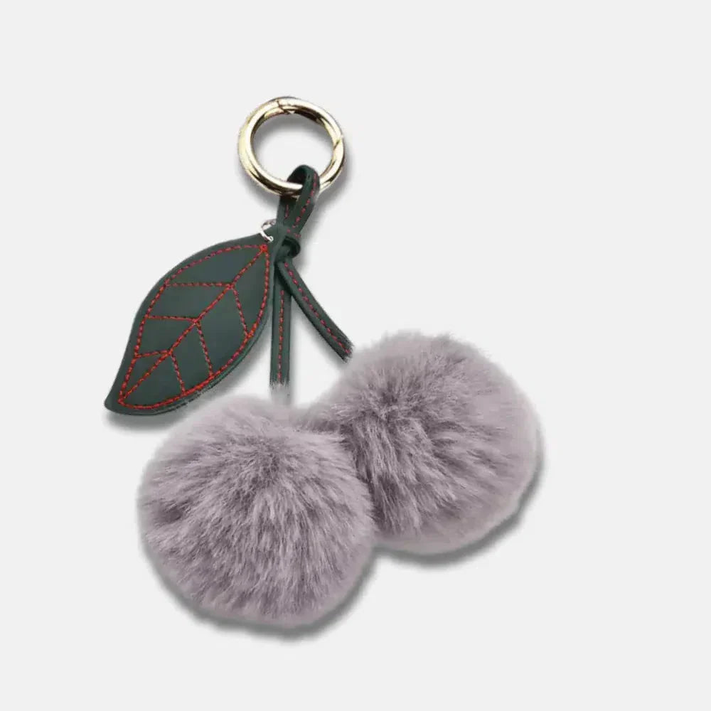 Fluffy Cherry – Playful fuzzy cherry design – Bag charm-15137985266048-Santi Vento Atelier