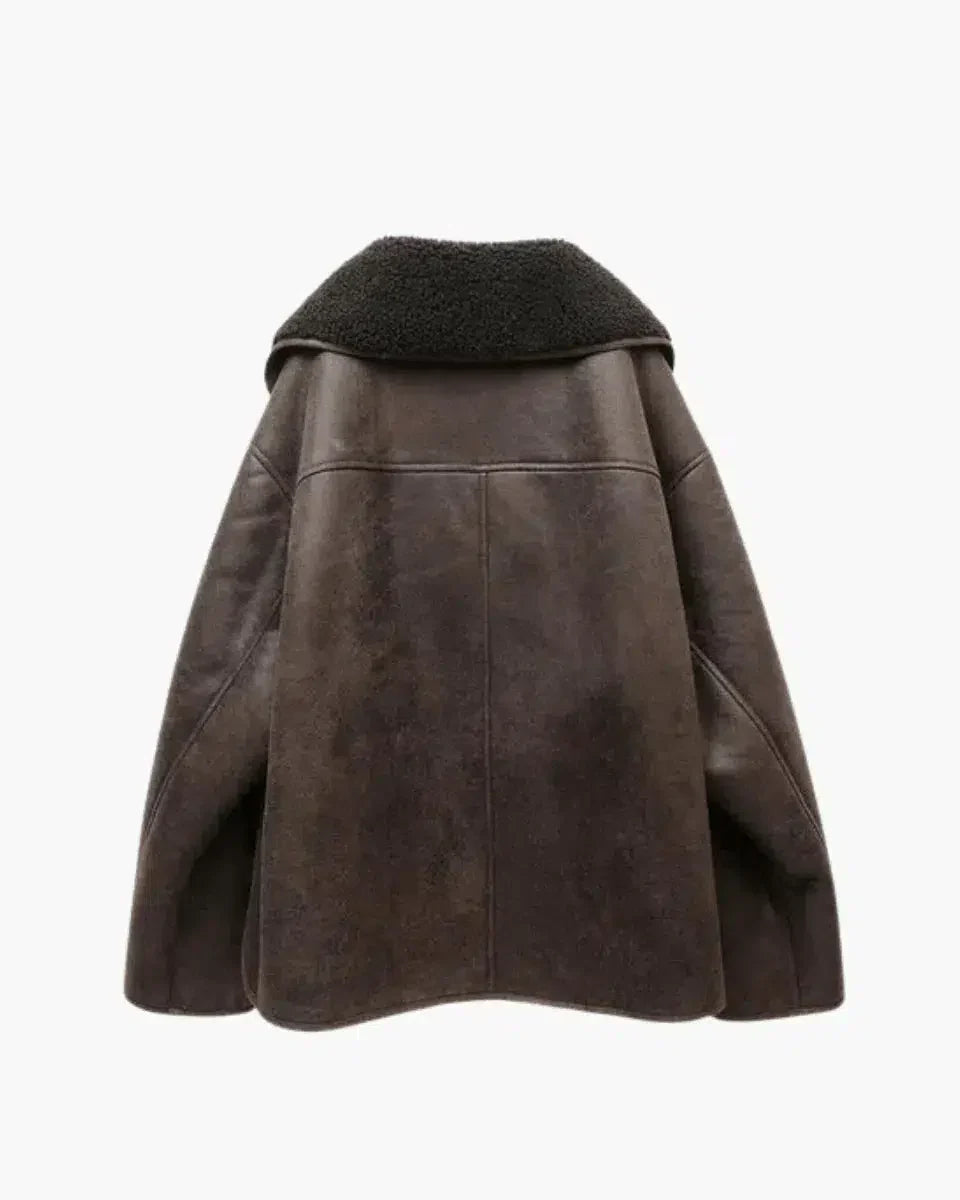 Ginevra – Classic button details – Faux leather jacket-15137995686272-Santi Vento Atelier