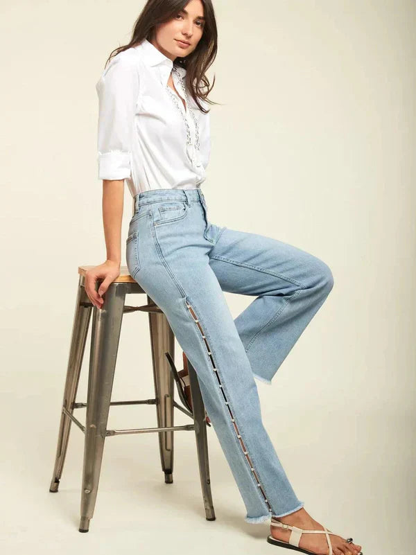 Giuliana – Pearl embellished – Wide leg jeans-15140934549888-Santi Vento Atelier