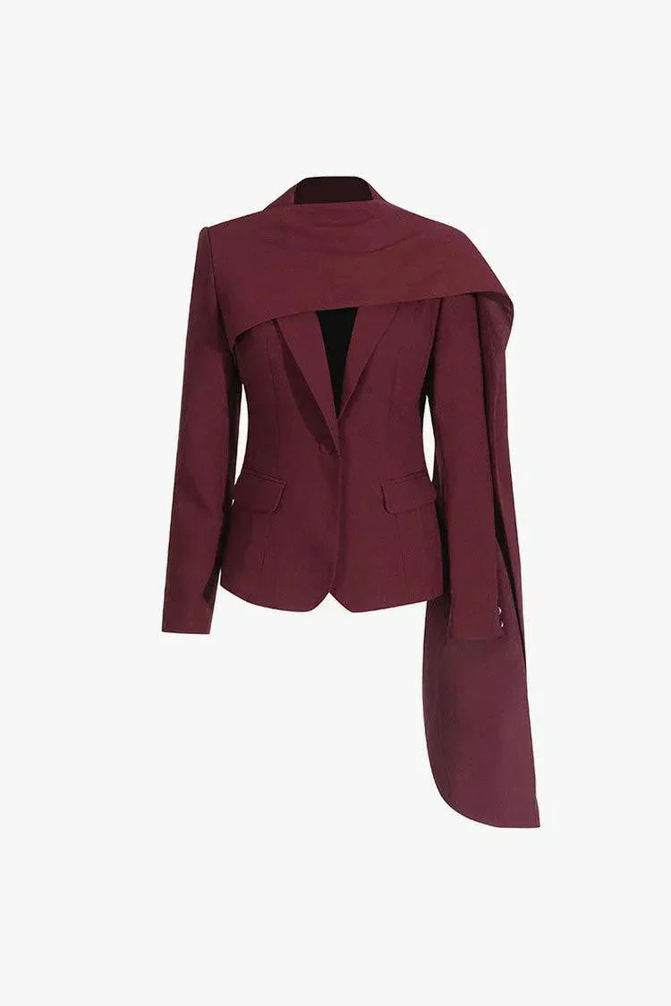 Ignazia – Asymmetrical design – Scarf-lapel blazer-15137996145024-Santi Vento Atelier