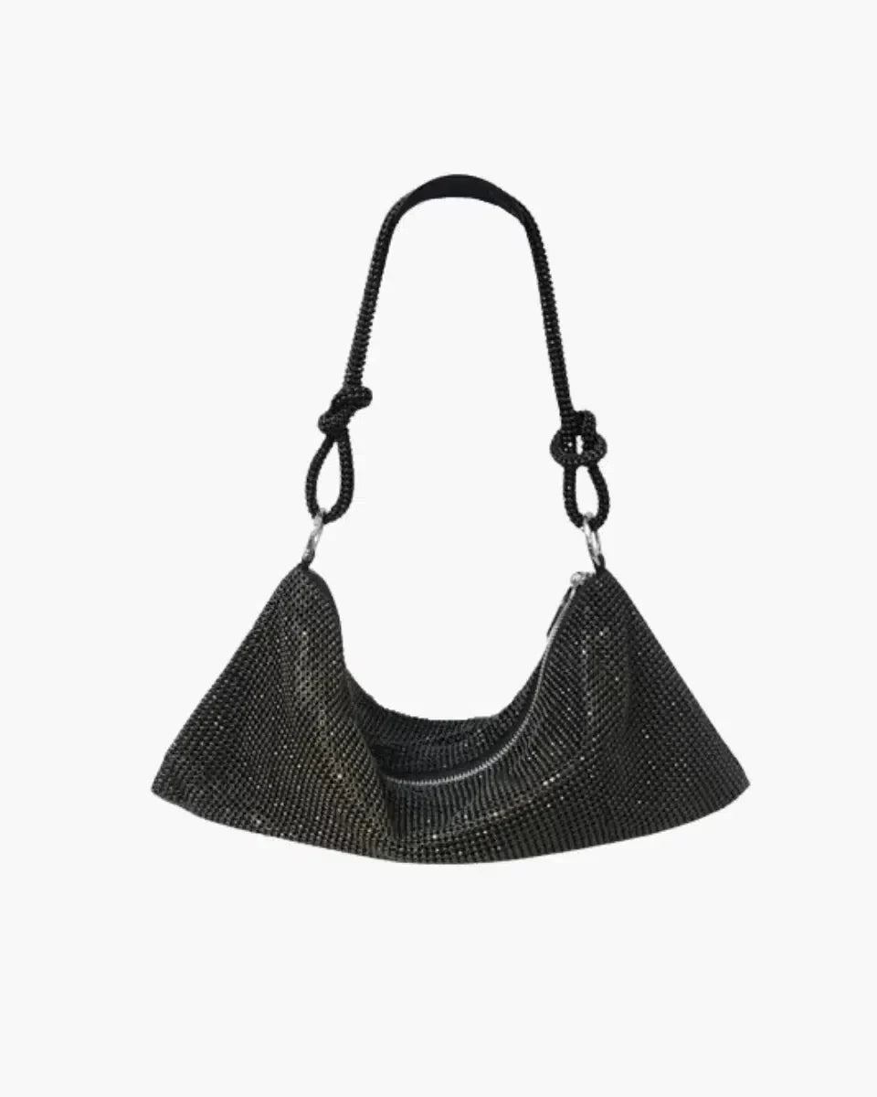 Liana – Knotted handle – Crystal mesh shoulder bag-15137973731712-Santi Vento Atelier