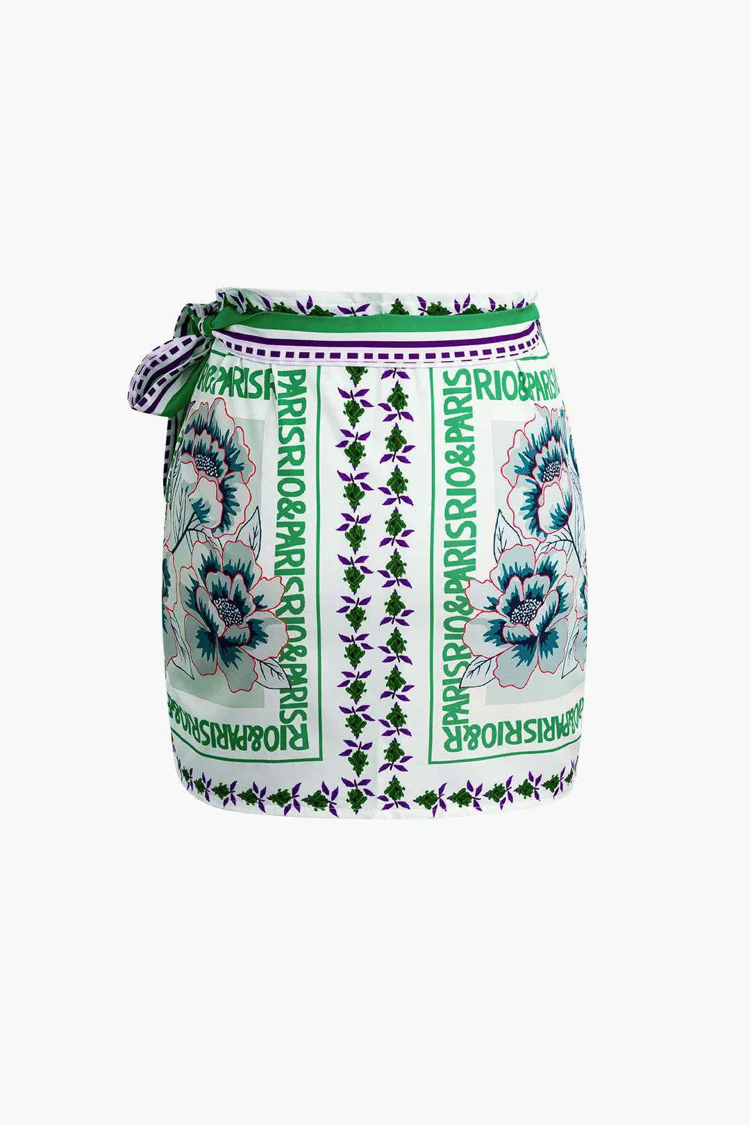 Licia – Knot detail – Floral wrap mini skirt-15140933206400-Santi Vento Atelier