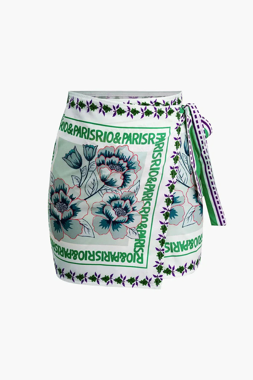 Licia – Knot detail – Floral wrap mini skirt-15140933206400-Santi Vento Atelier