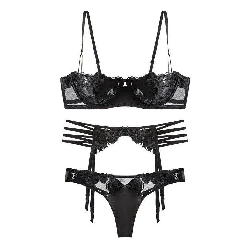 Liliosa – Rose embroidered – Lingerie set-15138004861312-Santi Vento Atelier
