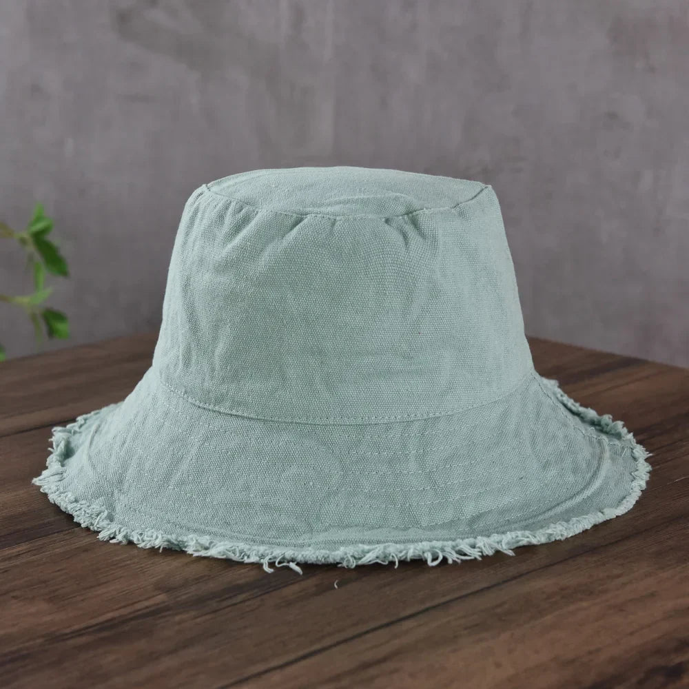 Maelis – Raw edge – Cotton bucket hat-15145724346752-Santi Vento Atelier