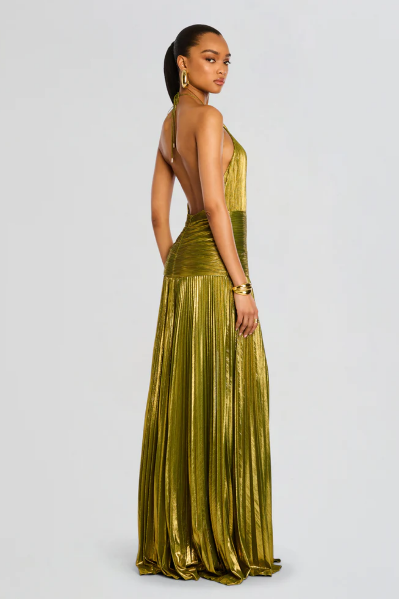 Orlazia – Liquid gold shimmer – Halter evening gown-15155708068224-Santi Vento Atelier
