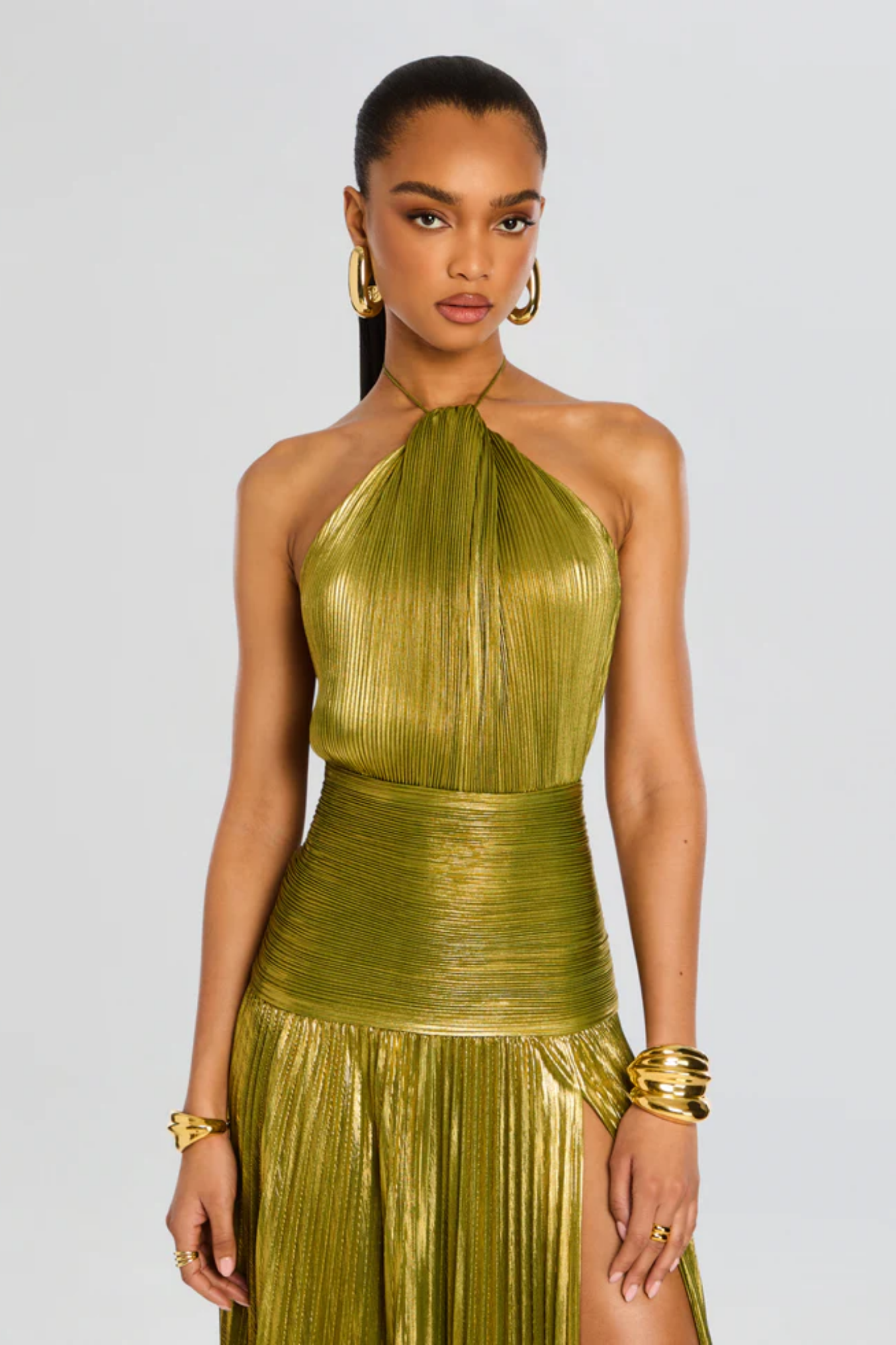 Orlazia – Liquid gold shimmer – Halter evening gown-15155708068224-Santi Vento Atelier
