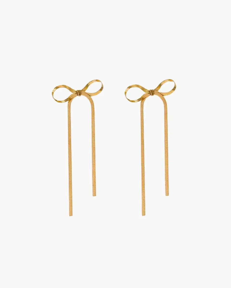 Sabella – Bow accents – Snake chain earrings-15137990050176-Santi Vento Atelier