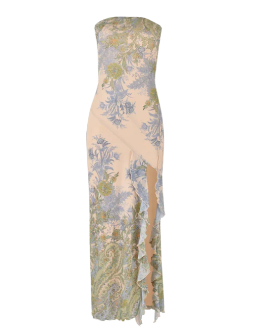 Seraphine – Romantic floral print – Strapless maxi dress