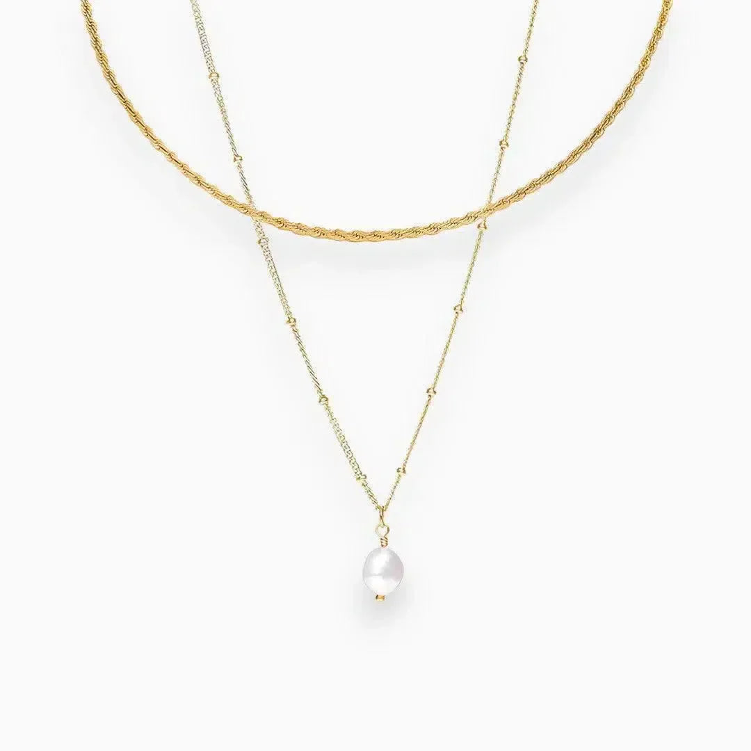 Serenza – Modern choker with pearl pendant – Necklace set-15137989132672-Santi Vento Atelier